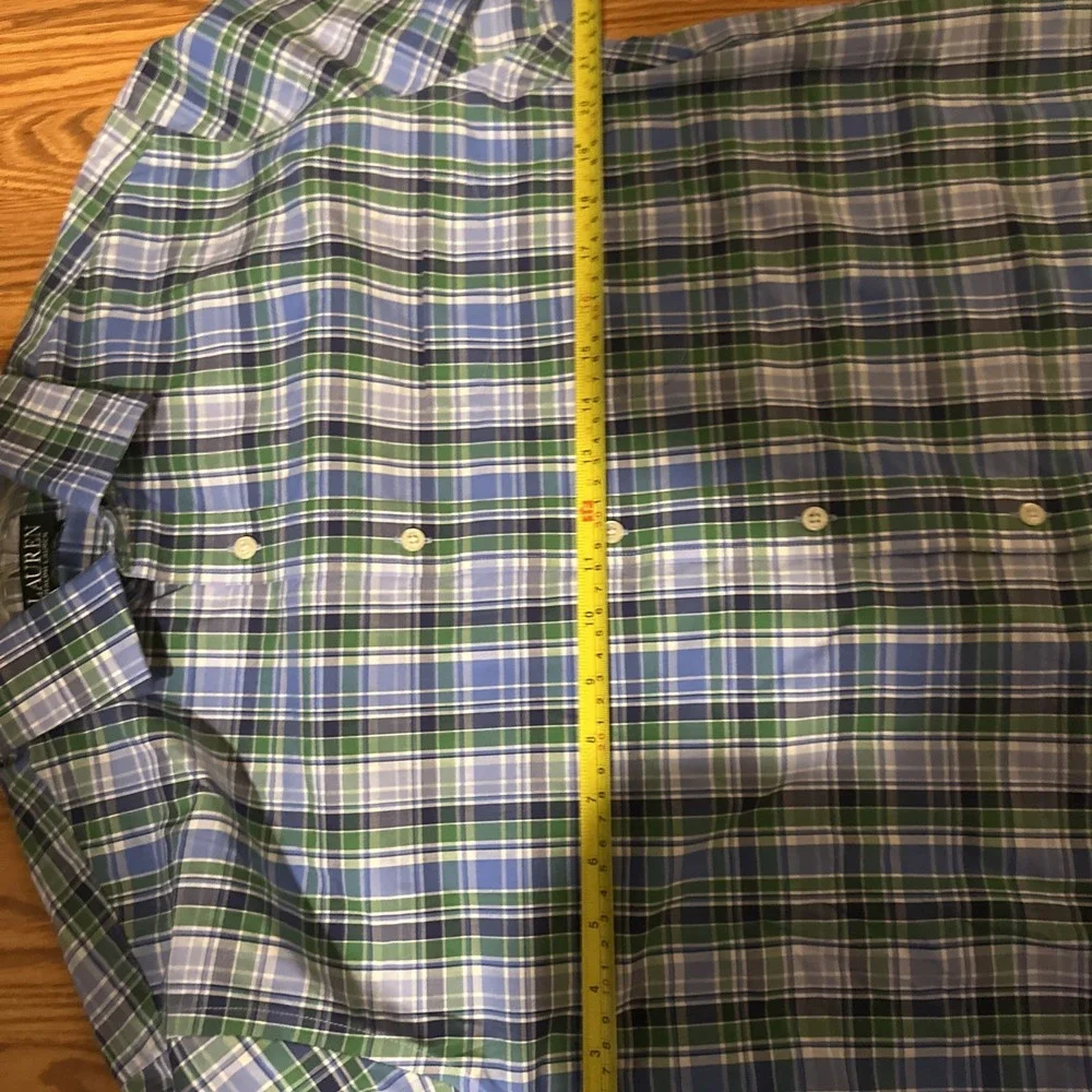 Lauren Ralph Lauren Shirt Mens L Sleeve Button Front Plaid Pocket
